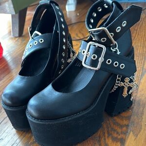 Dolls Kill Black Chunky Platform Shoes